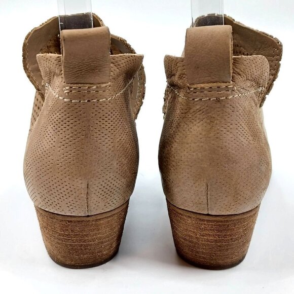 Dolce Vita Sher Perforated Ankle Booties Taupe Brown Women's 7 Leather Boho - Picture 6 of 10